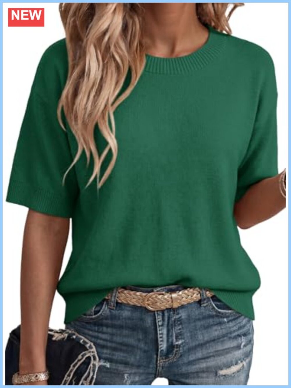 Dokotoo Womens Short Sleeve Cotton Knit Summer Sweater Pullover Top